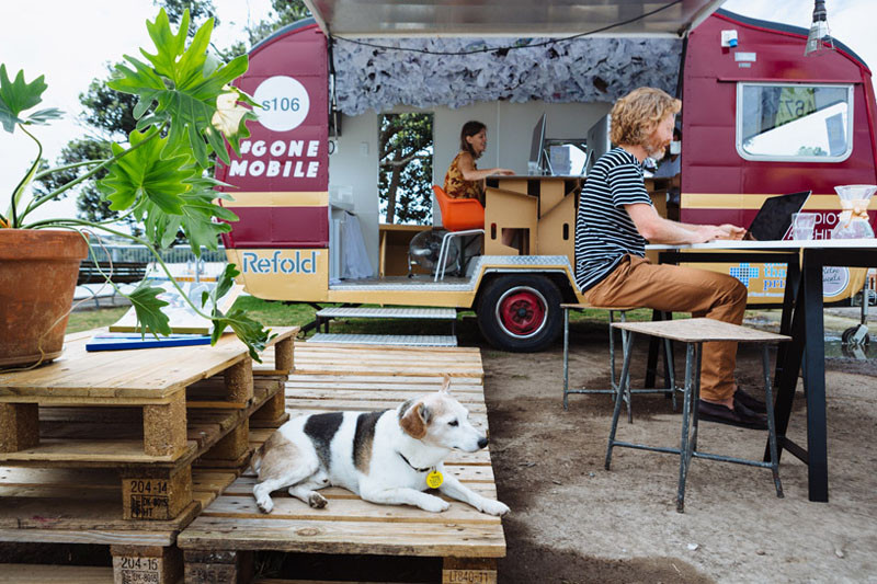 These architects wanted to work outside so they made a mobile office in a caravan