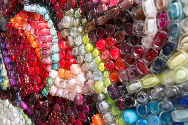 See how this artist created artwork from used nail polish bottles