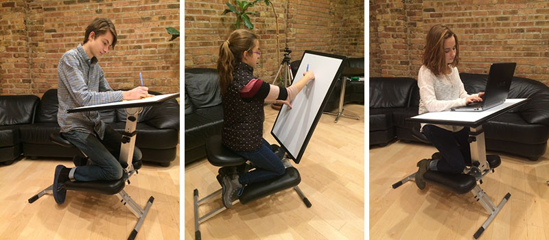 The Edge, a foldable ergonomic desk/chair/easel combo.