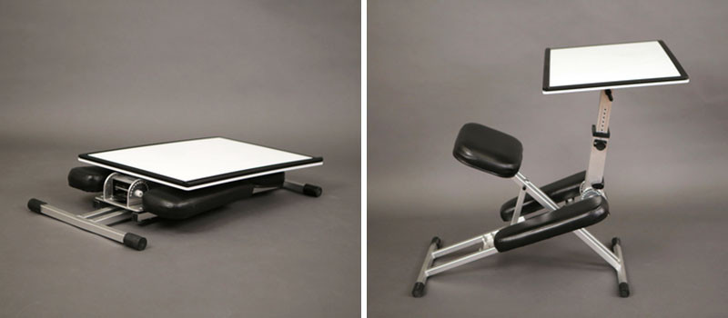 The Edge, a foldable ergonomic desk/chair/easel combo.