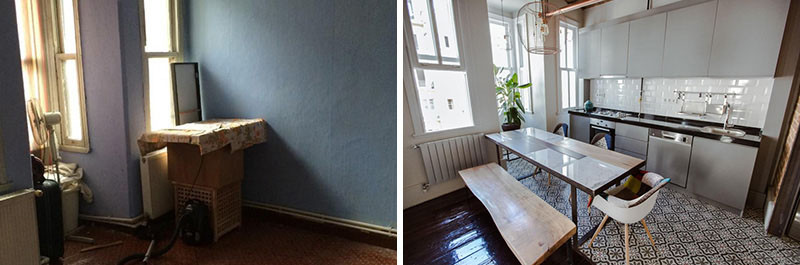 Before & After - This apartment in a historical building received a major upgrade