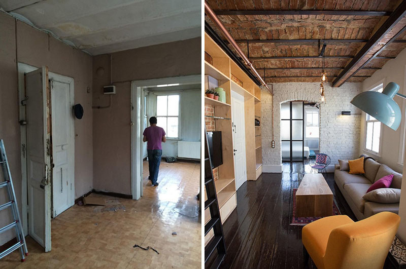 Before & After - This apartment in a historical building received a major upgrade