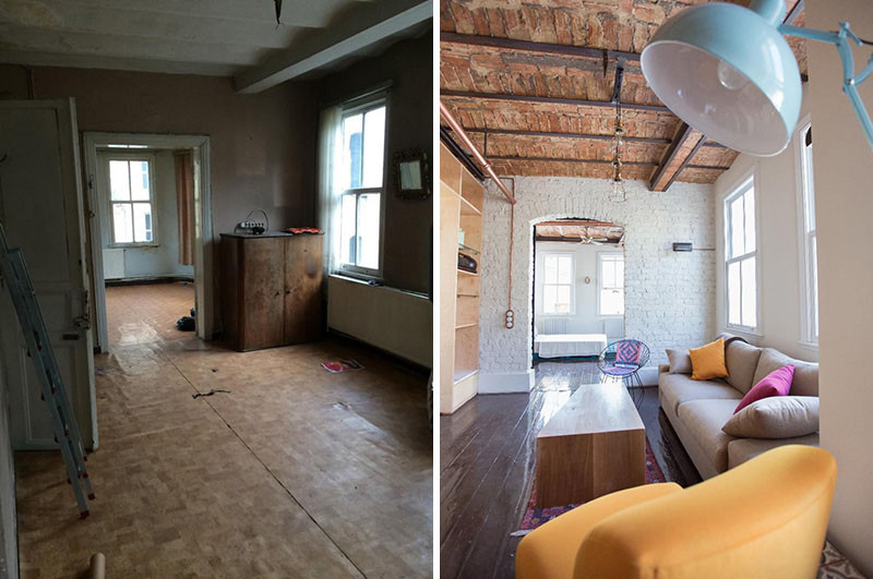 Before & After - This apartment in a historical building received a major upgrade