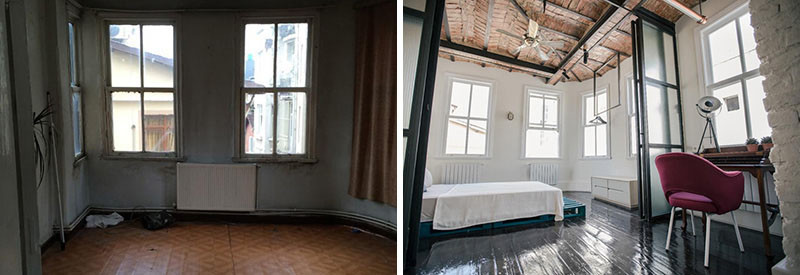 Before & After - This apartment in a historical building received a major upgrade