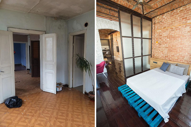 Before & After - This apartment in a historical building received a major upgrade