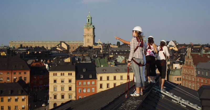 You can climb on the rooftops and see Stockholm from above