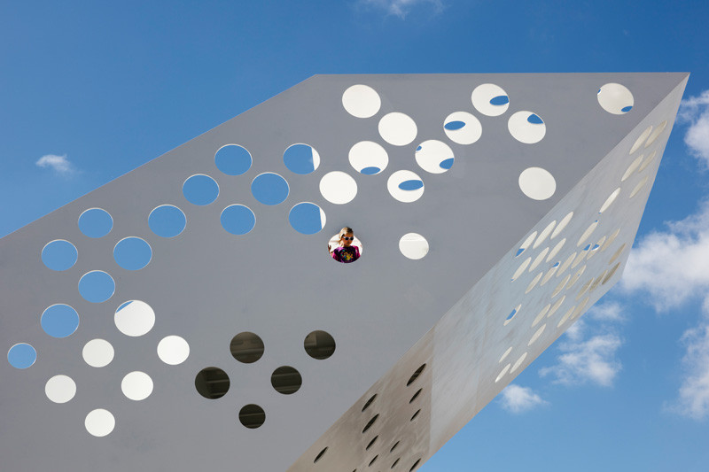 Salling Tower, located in the City of Aarhus, Denmark, and designed by Dorte Mandrup Arkitekter