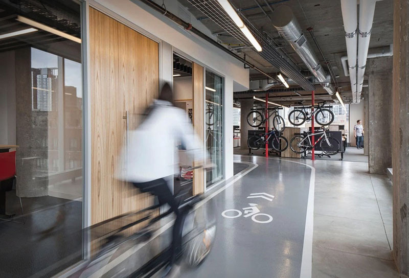 This is a bike-lovers dream office to work in