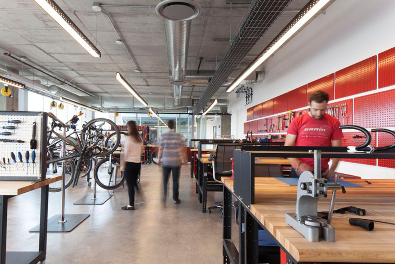 This is a bike-lovers dream office to work in