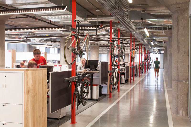 This is a bike-lovers dream office to work in