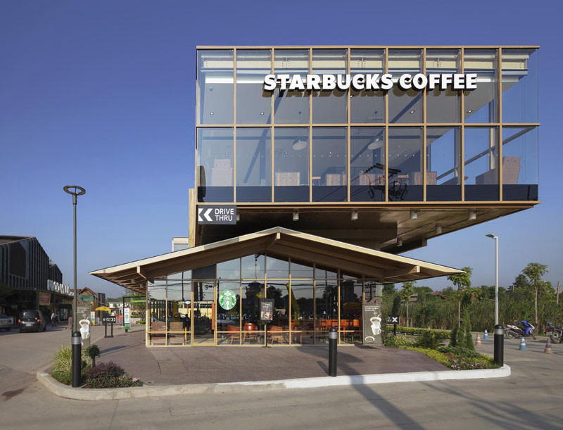 This new Starbucks is built like a glass box sitting on a house