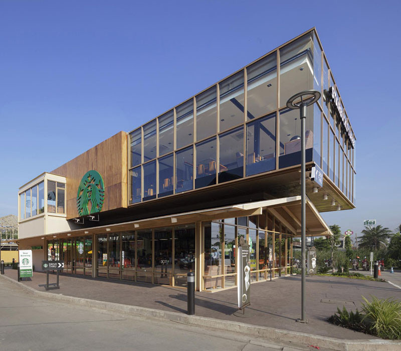 This new Starbucks is built like a glass box sitting on a house