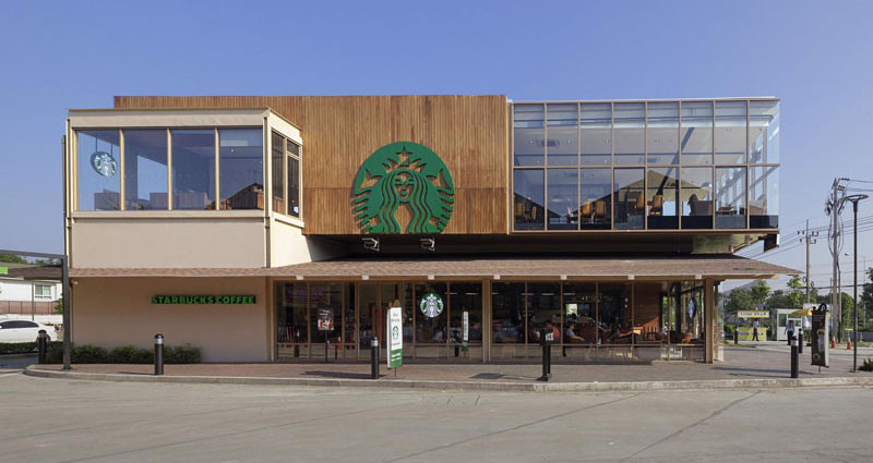 This new Starbucks is built like a glass box sitting on a house