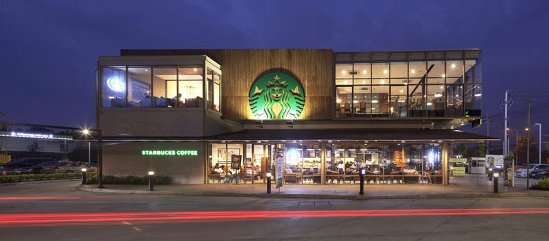 This new Starbucks is built like a glass box sitting on a house