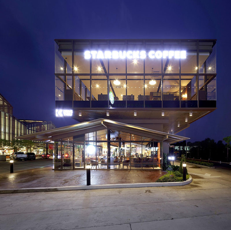 This new Starbucks is built like a glass box sitting on a house