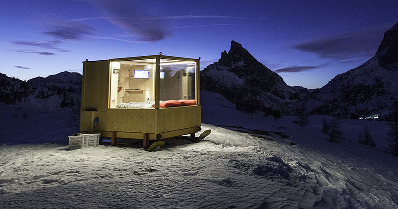 In the middle of the Dolomite Mountains, you can stay under the stars in the Starlight Room