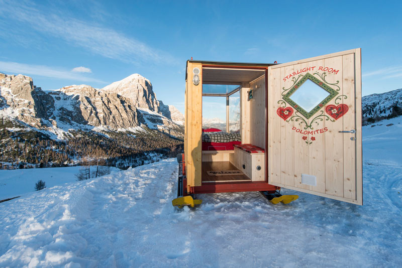 In the middle of the Dolomite Mountains, you can stay under the stars in the Starlight Room