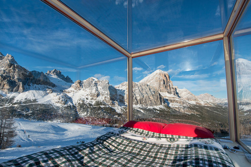 In the middle of the Dolomite Mountains, you can stay under the stars in the Starlight Room