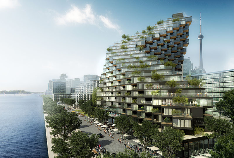 A twisted building full of terraces has been proposed for Toronto's waterfront