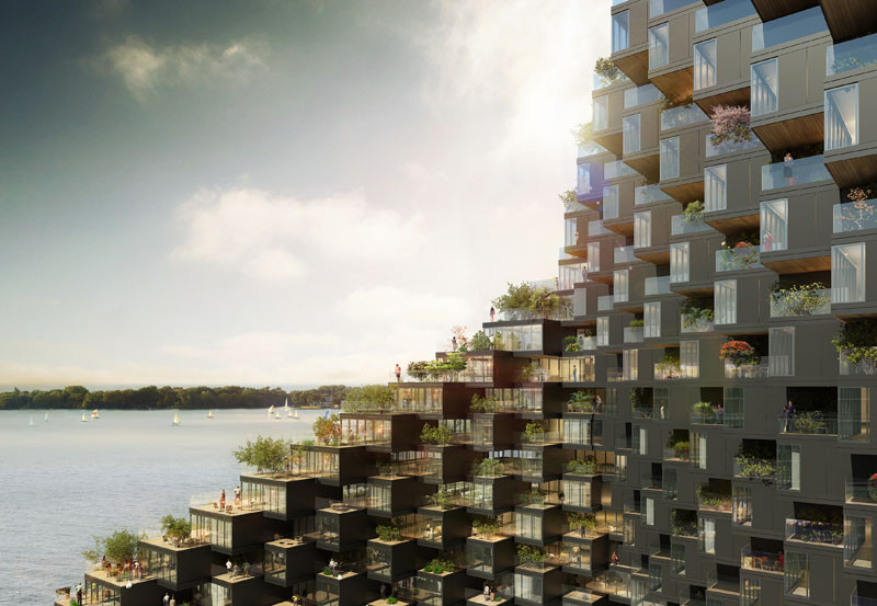 A twisted building full of terraces has been proposed for Toronto's waterfront