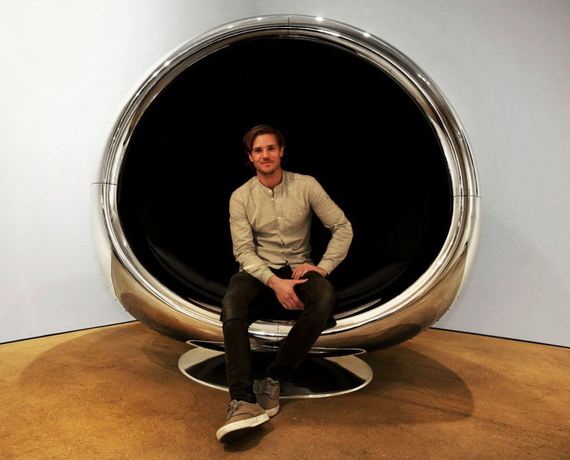 This chair is made from a 737 BOEING engine cover