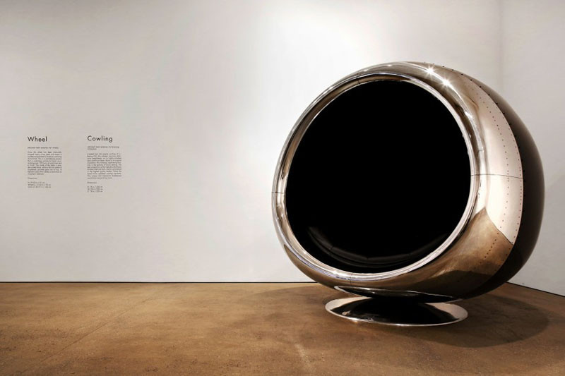 This chair is made from a 737 BOEING engine cover