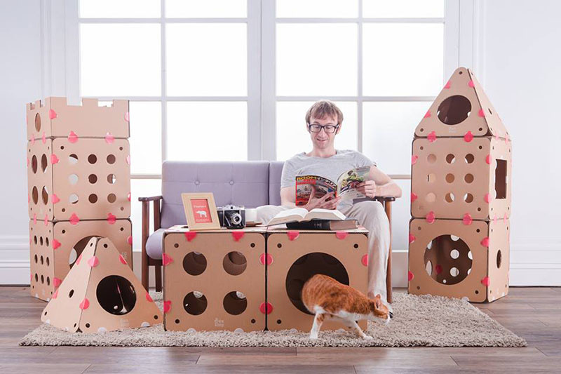 BoxKitty, a modular cardboard cat castle