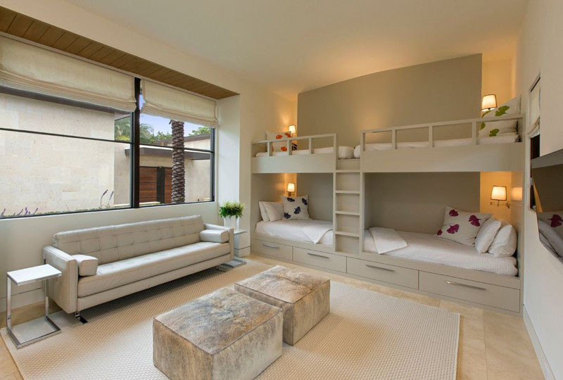 12 examples of bedrooms with built-in bunk beds.