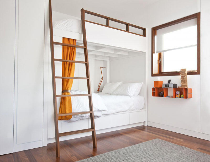 12 examples of bedrooms with built-in bunk beds.