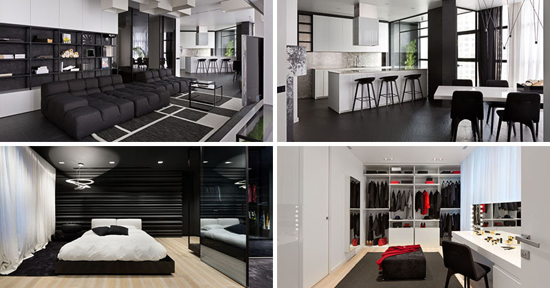 Black and White Apartment, designed by Lera Katasonova