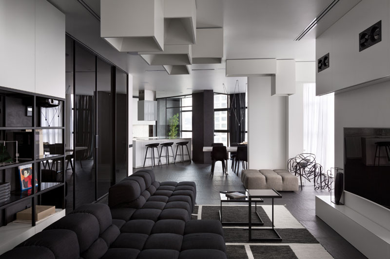 Black and White Apartment, designed by Lera Katasonova