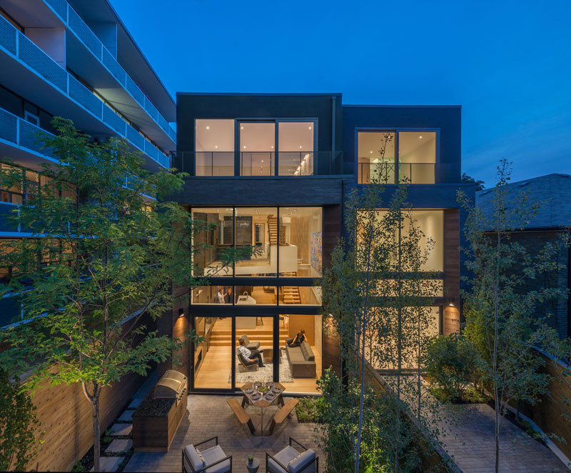 This home in Toronto, Canada, has a split level main floor.