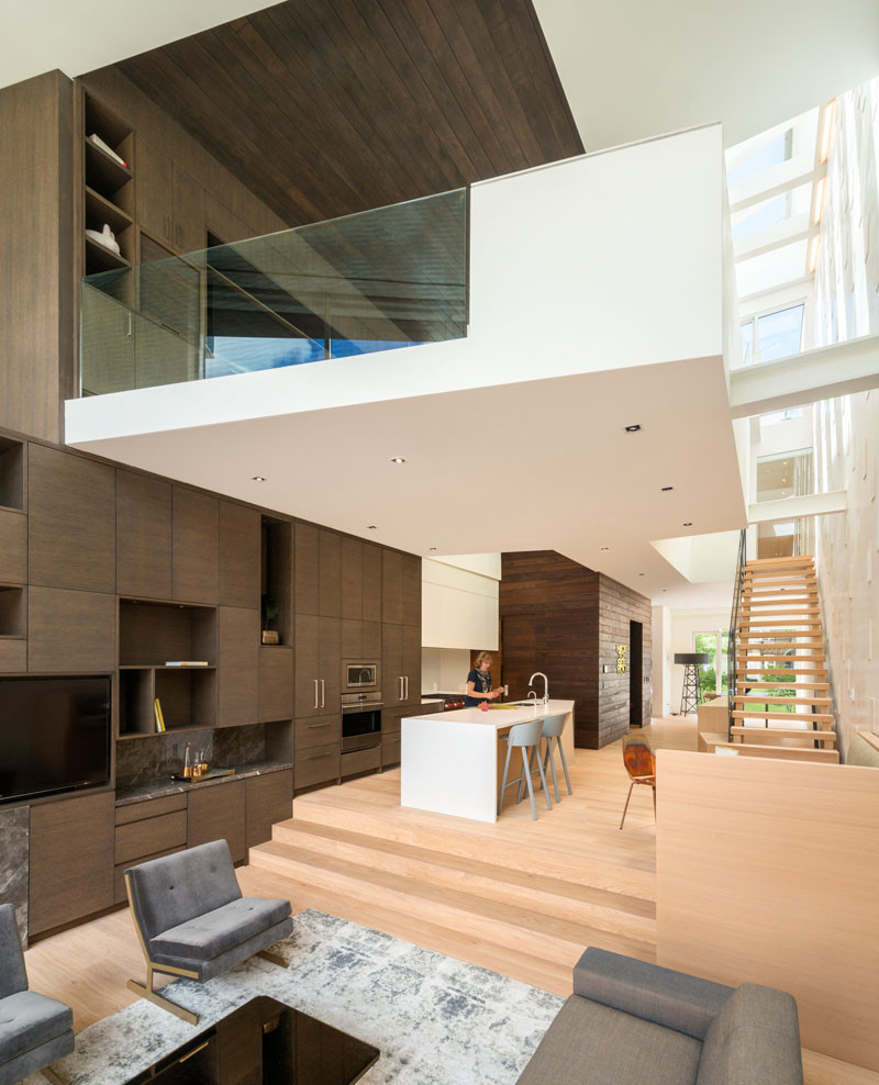 This home in Toronto, Canada, has a split level main floor.