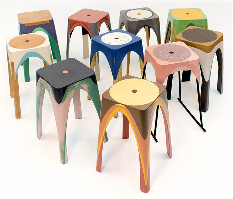 See how these colourful resin stools are made