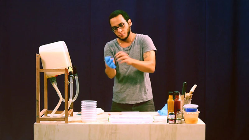 See how these colourful resin stools are made