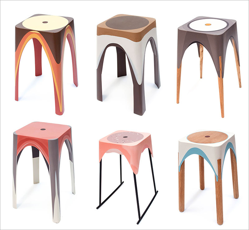 See how these colourful resin stools are made