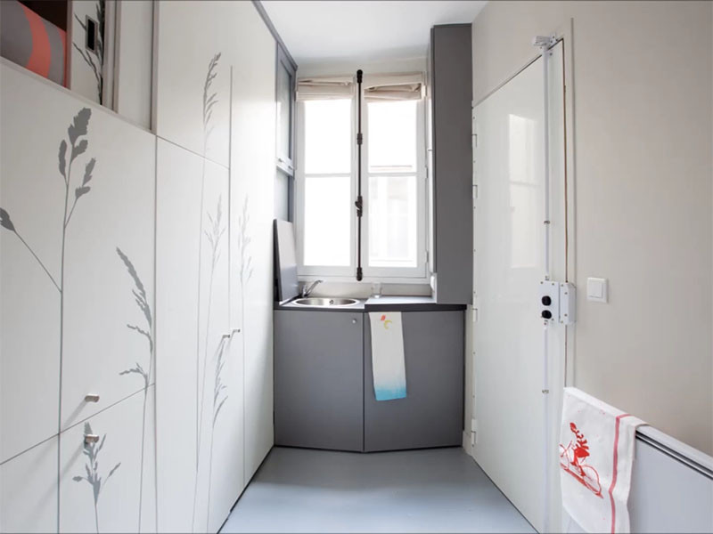 See how this tiny 86 square foot room was renovated into an apartment with everything you need