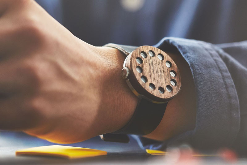 A modern wood walnut watch with a leather strap. #ModenWoodWatches #Style #WoodWatches #Watches