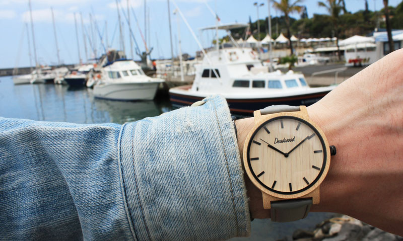 A light wood watch with a grey strap. #ModenWoodWatches #Style #WoodWatches #Watches