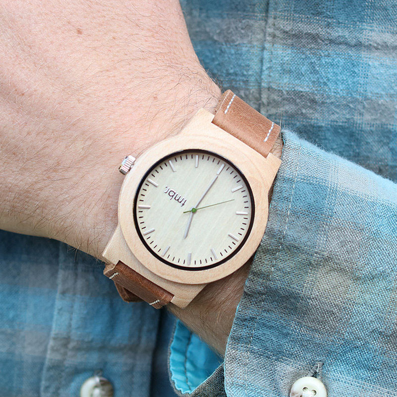 A modern maple wood and leather watch. #ModenWoodWatches #Style #WoodWatches #Watches