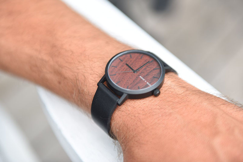 A modern watch with a walnut wood grain face. #ModenWoodWatches #Style #WoodWatches #Watches