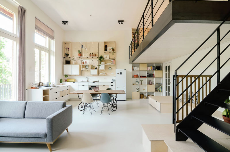 An old school building has been converted into a new apartment for a young family