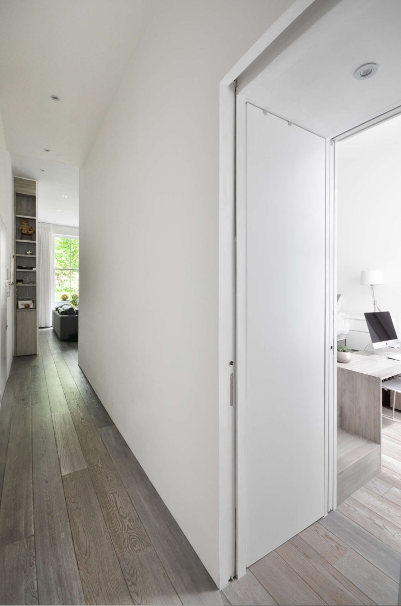 Thoughtfully designed custom-cabinetry is featured throughout this apartment.