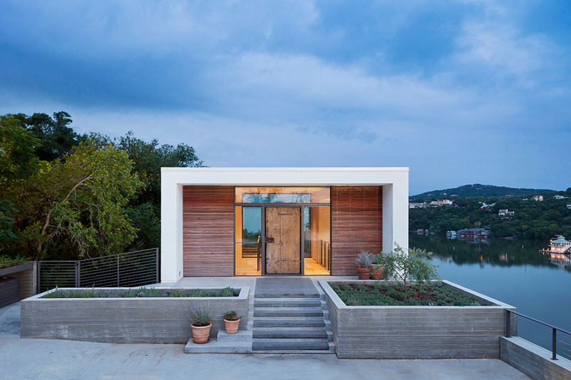 This home is neatly tucked away into the side of a cliff