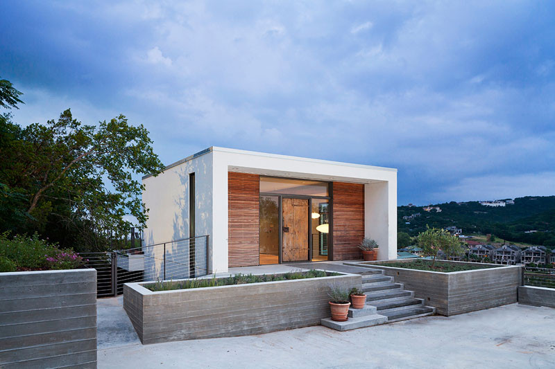 This home is neatly tucked away into the side of a cliff