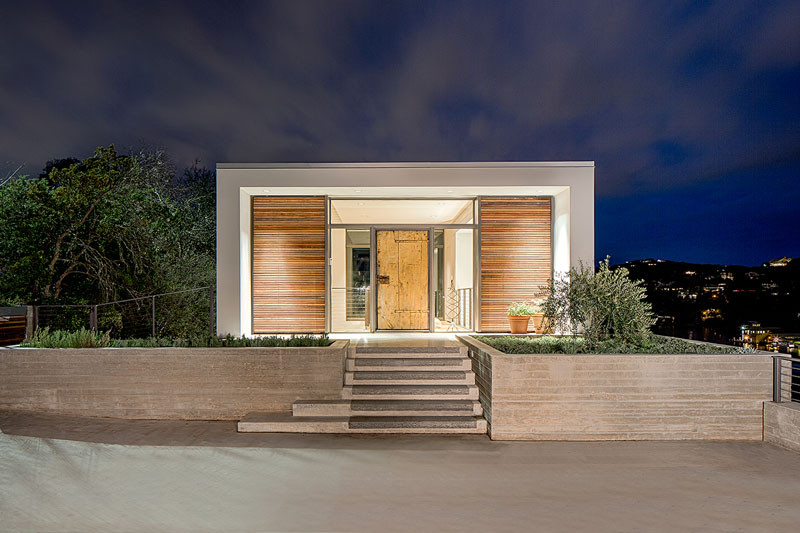 This home is neatly tucked away into the side of a cliff