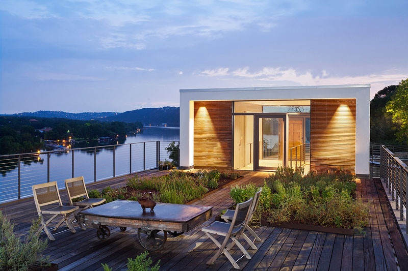 This home is neatly tucked away into the side of a cliff