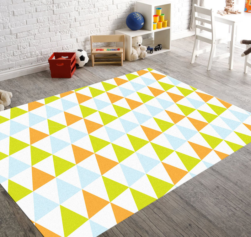 This bold geometric rug is definitely not for those afraid of color! #KidsRug #ColorfulRug #ModernRug #NurseryRug