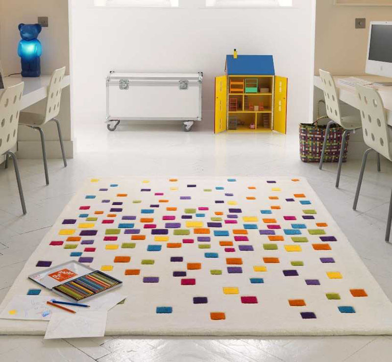 This rug adds a sprinkle of color. #KidsRug #ColorfulRug #ModernRug #NurseryRug