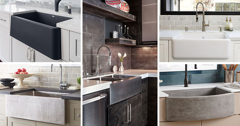 Farmhouse sinks are normally thought of as a more traditional element in a kitchen, however, they're also being produced in contemporary styles.